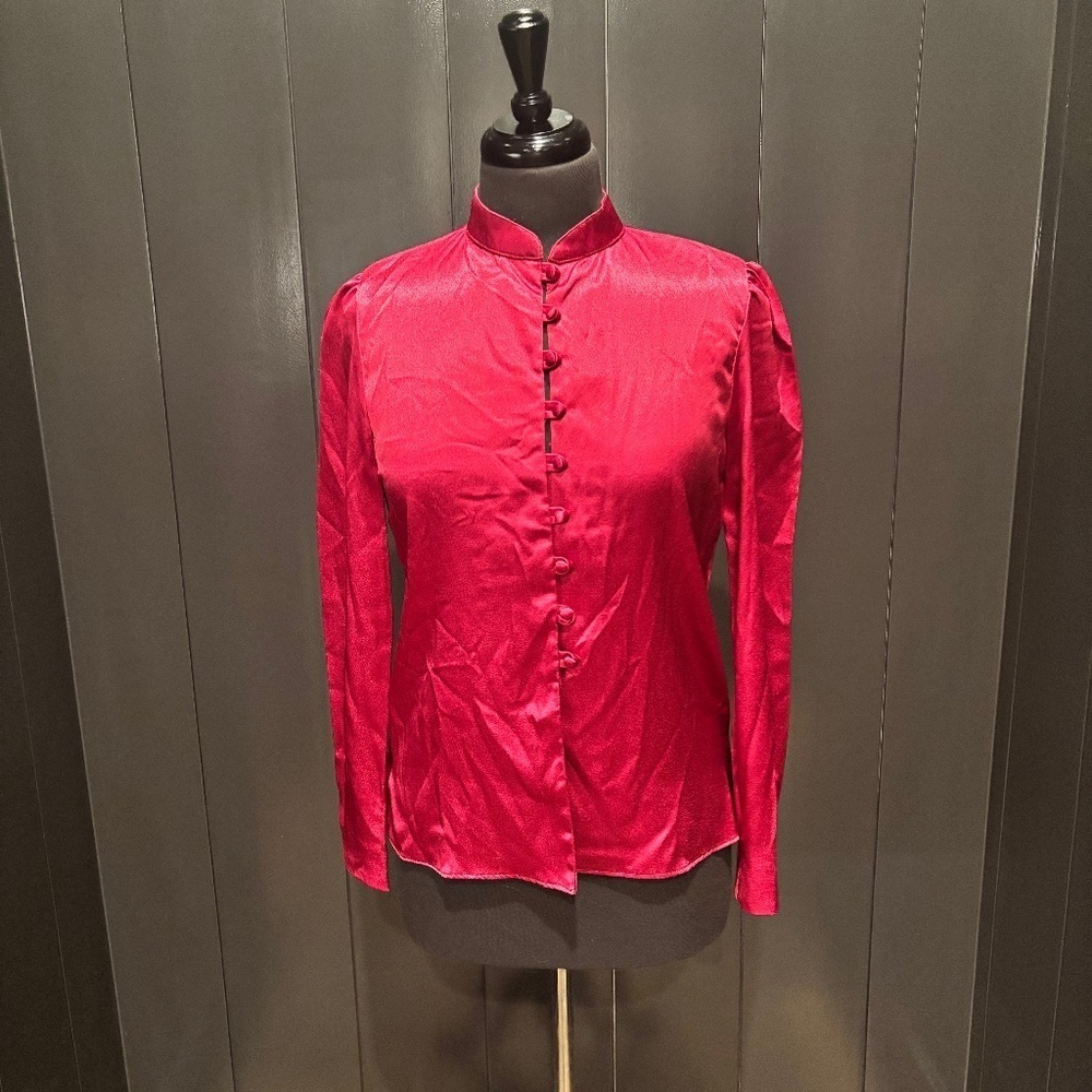 Vintage Prophecy button up Red silk shirt